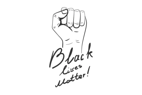 Puño Levantado Protesta Las Vidas Los Negros Importan Cartas Hechas — Archivo Imágenes Vectoriales