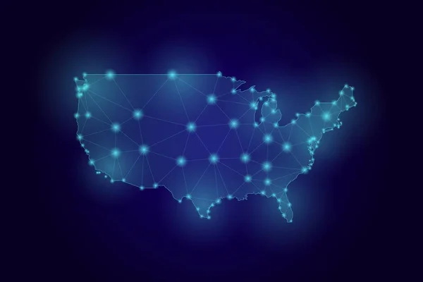 Mapa Dos Eua Criado Partir Linhas Pontos Brilhantes Polígonos Mapa Gráficos De Vetores