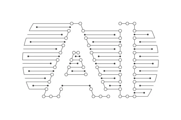 Inteligência Artificial Ícone Linha Circuito Letras Silhueta Ilustração Vetorial Isolada Ilustração De Stock