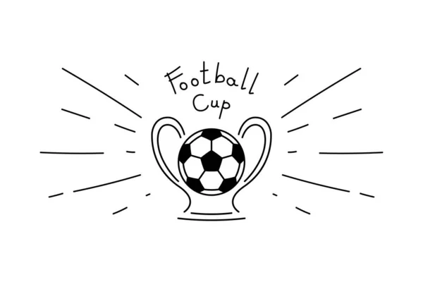 足球杯涂鸦风格手绘矢量横幅 在白色背景上孤立的黑线插图 — 图库矢量图片