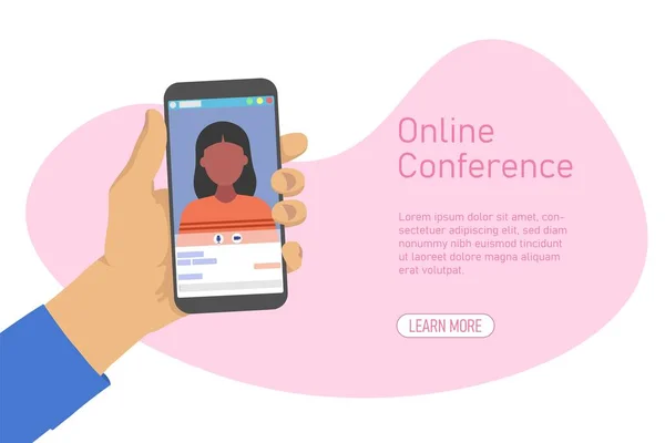 Видеоконференция Онлайн Мобильное Приложение Видеоконференций Онлайн Плоская Иллюстрация Современном Стиле Лицензионные Стоковые Иллюстрации