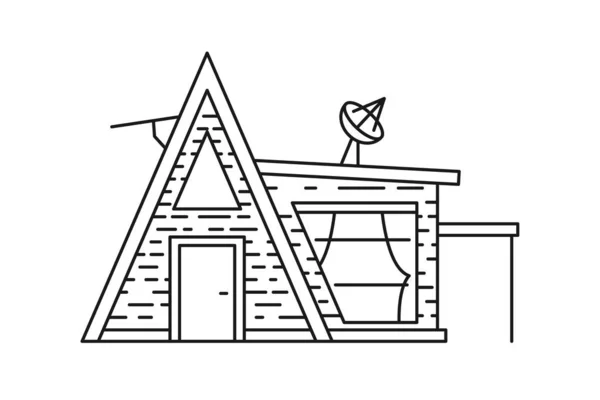 Casa Camping Icono Web Signo Casero Icono Línea Negra Aislado — Vector de stock