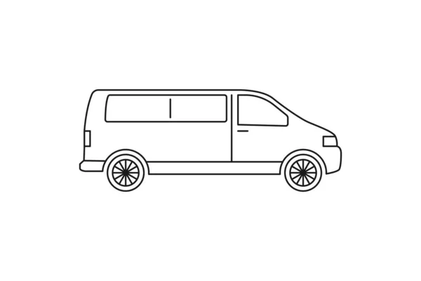 Icône Voiture Minibus Signe Ligne Noire Illustration Vectorielle Style Plat — Image vectorielle