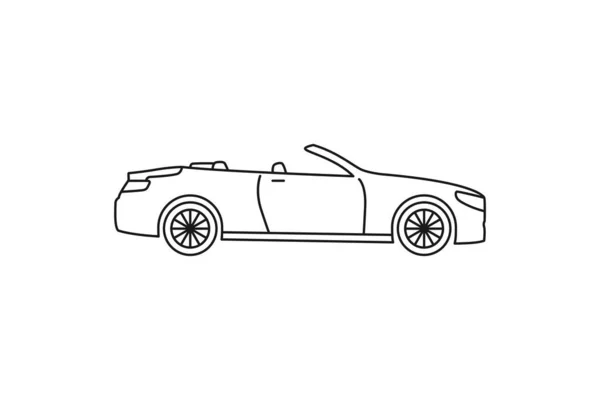 Icono Cabriolet Signo Web Línea Negra Del Coche Convertible Ilustración — Vector de stock