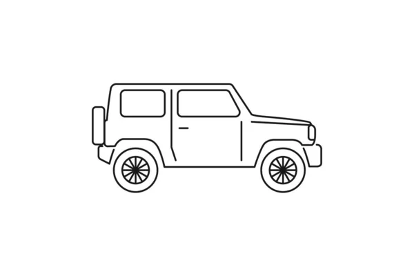 Ícone Carro Offroad Placa Web Linha Preta Ilustração Vetorial Estilo — Vetor de Stock