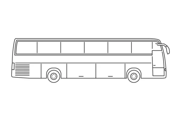 Icône Bus Signe Ligne Noire Illustration Vectorielle Style Plat Isolée — Image vectorielle