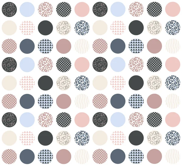 Patchwork Circle Pattern en gris rose bleu — Image vectorielle