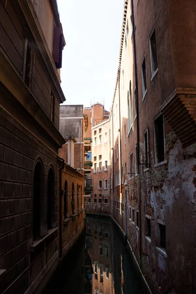 Venise Italie Vue Sur Rue Eau Les Vieux Bâtiments Venise — Photo