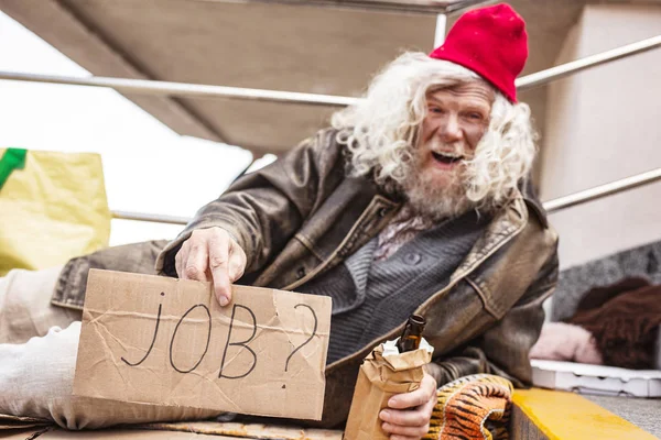 Joyful drunk man looking for a job — Stock Photo, Image