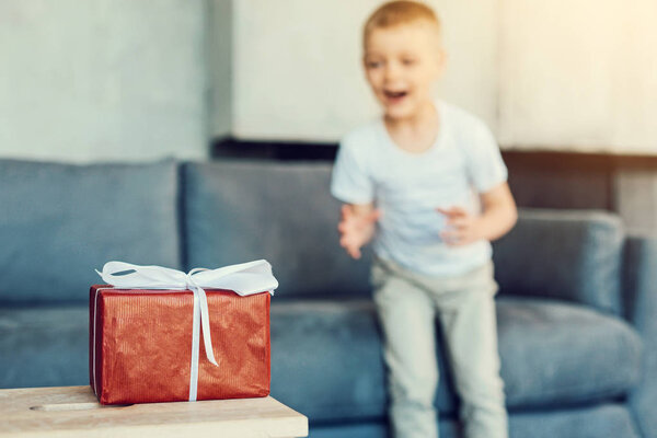 Bright red box with a lovely little present