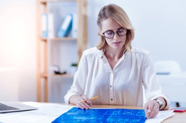 İş yerinde olmak güzel akıllı kadın