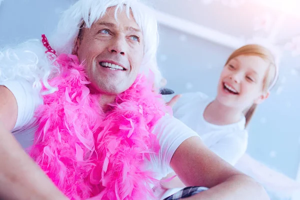 stock image Radiant family members having fun and playing