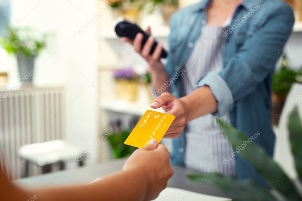 Selective focus of a debit card