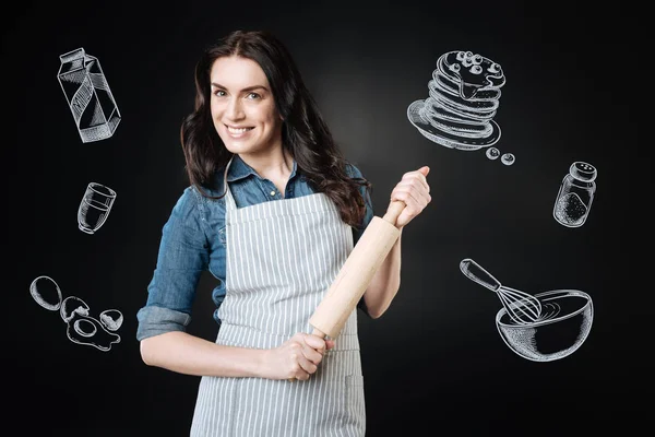 Fornaio Sicuro Positivo Entusiasta Esperto Panettiere Sensazione Felice Pur Essendo — Foto Stock