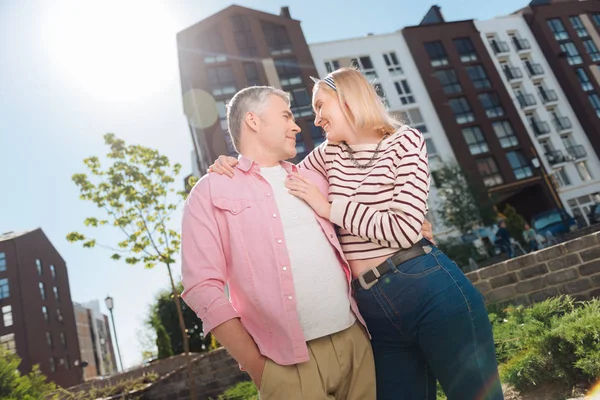 Nice happy couple looking at each other — Stock Photo, Image