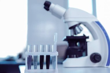 Test tüpleri ile farklı sıvılar rafa ayakta