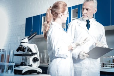 Akıllı olumlu meslektaşları işlerini tartışıyor