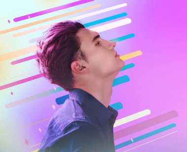 Duygu kendinden emin ve bir tarih için hazırlanıyor çekici adam