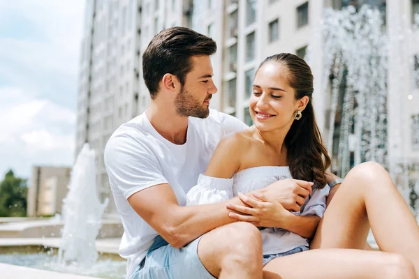 Delighted nice couple having a date — Stock Photo, Image