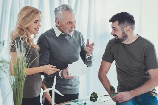 Appealing three colleagues planning village — Stock Photo, Image