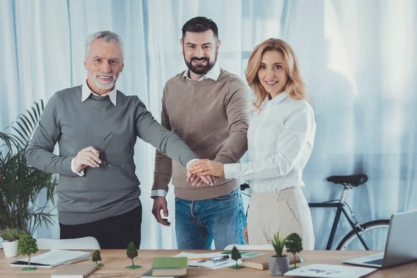 Appealing three colleagues collaborating — Stock Photo, Image