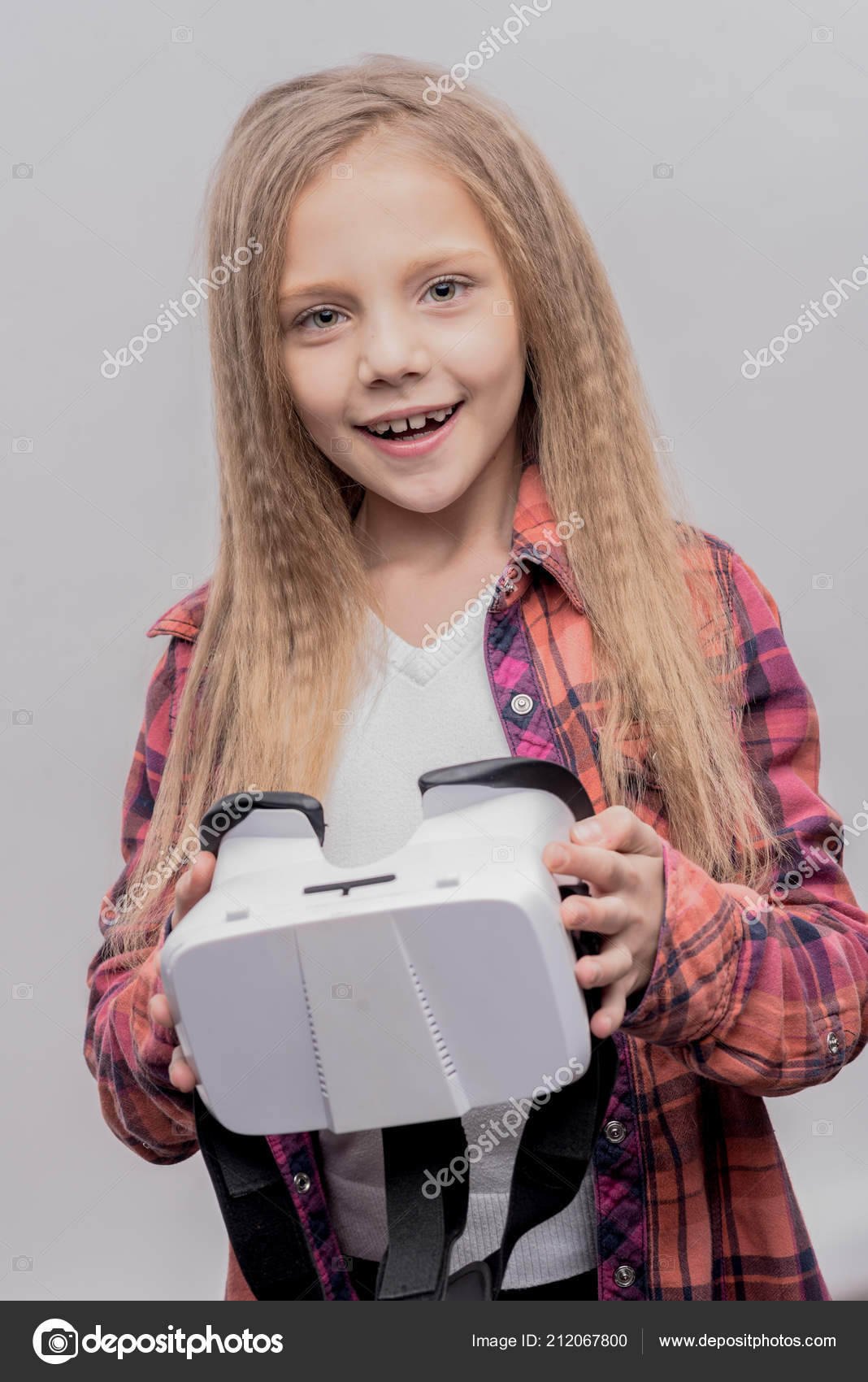 Cute Smiling Blonde Haired Girl Being Great Fan Of Video Games