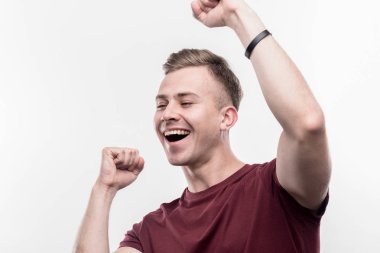 Sarışın öğrenci geçen sınav sonra duygu çok komik ve mutlu