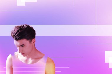 Duygu üzgün onun zor bir çocukluk hakkında düşünürken genç adam