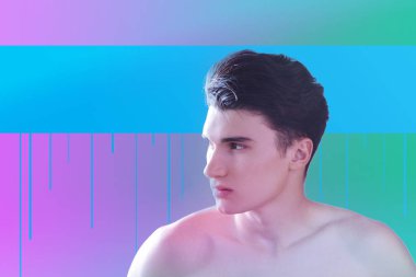 Yalnız adam duygu üzgün ve mesafe içine görünümlü