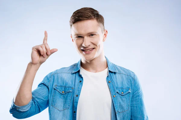 Delighted happy smart man having an idea — Stock Photo, Image