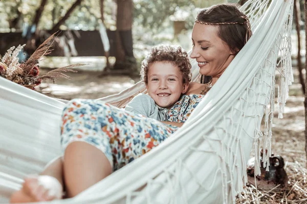 Sweet mother and son spending time together — Stock Photo, Image