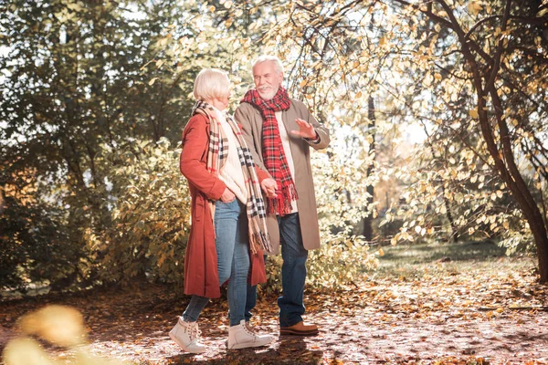 Pleasant aged people going on a date