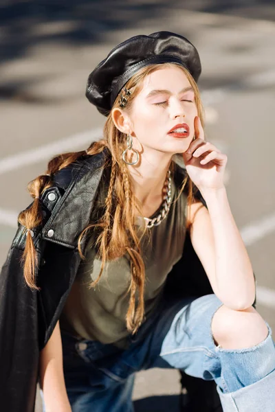 Trendy stylish young model posing for her first magazine cover — Stock Photo, Image