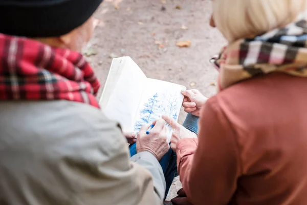 Nice delighted woman pointing at the sketch — Stock Photo, Image