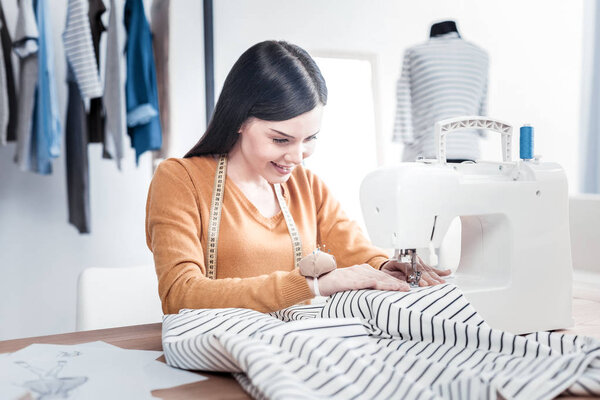 Cheerful nice woman smiling