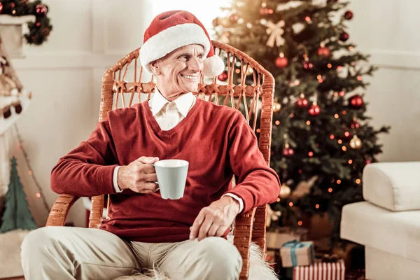 Biraz Dinlen Noel Bir Kenara Seyir Çay Içme Ağaca Yakın — Stok fotoğraf