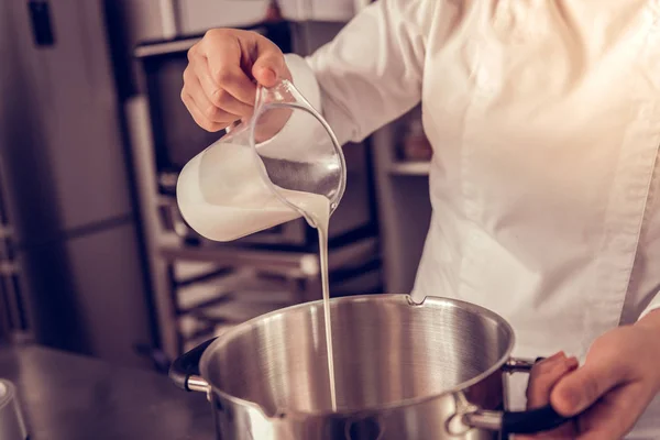 Close up of a glass with milk — Stock Photo, Image