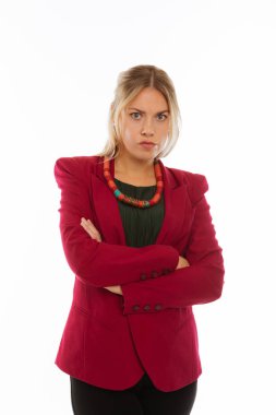 Çapraz duran güzel iyi görünümlü kadın teslim