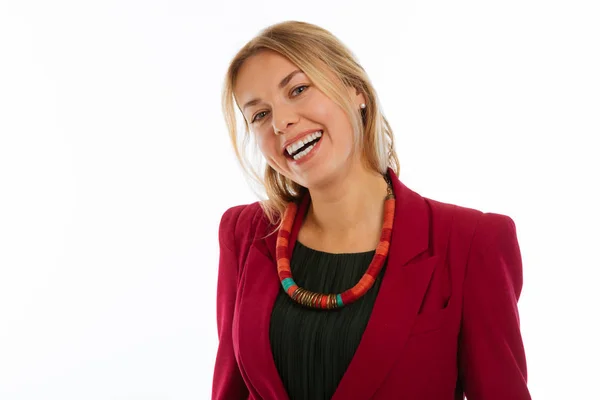 Joyful happy nice businesswoman smiling to you — Stock Photo, Image