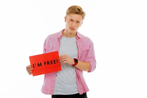 Feeling Free Serious Pleasant Man Looking You While Holding You — Stock Photo, Image