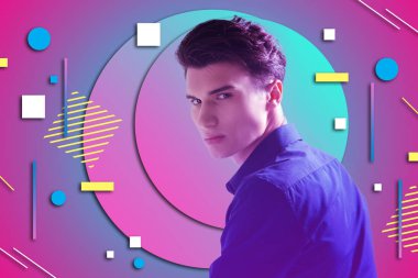 Arka plan üzerinde geçmiş hatırlatarak zorlu kararlı adam