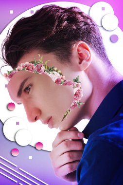 Sakin şüpheli adam arka plan üzerinde karar alarak