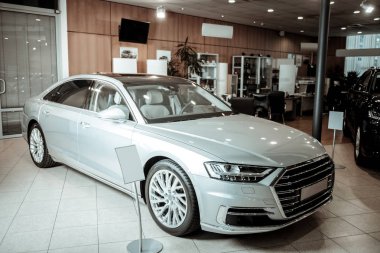 Güzel ışık gümüş yolcu araba ayakta otomobil satıcıları