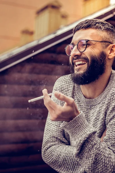 Positive happy man being in a wonderful mood — Stock Photo, Image
