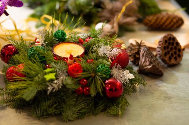 O masada olmak Noel dekorasyonu üzerinde fotoğraf duruldu