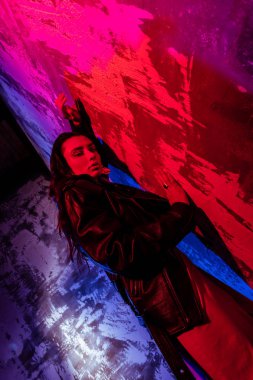 Muhteşem bir esmer kadın düşük açılı