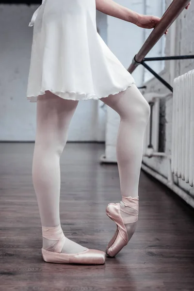 Close up of ballerinas legs in special position — Stock Photo, Image