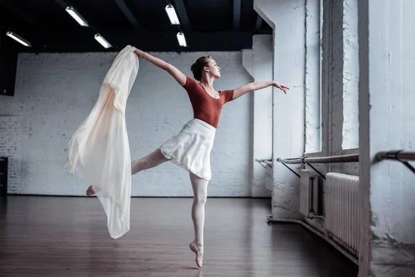 Beautiful graceful young ballerina showing her dance — Stock Photo, Image
