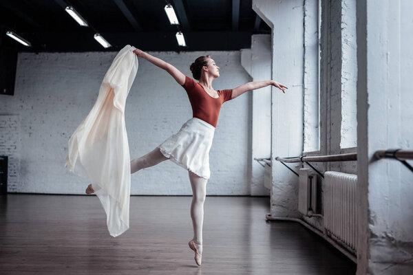 Beautiful graceful young ballerina showing her dance