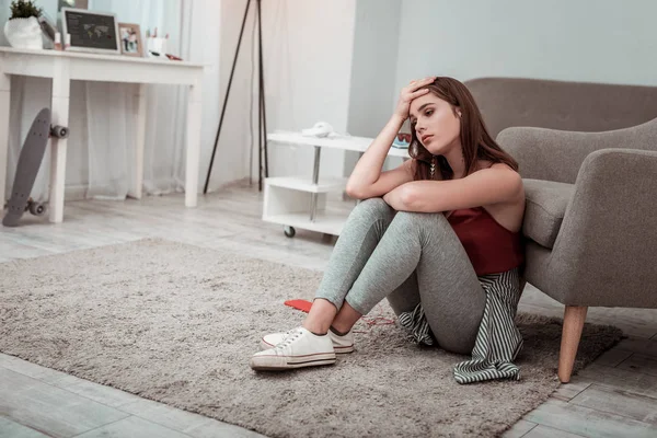 Teenager girl feeling upset while staying at home — Stock Photo, Image